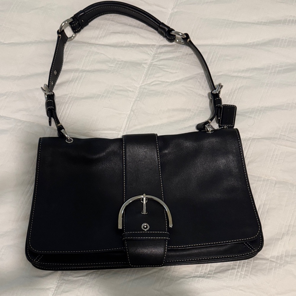 Coach Vintage Black Leather Shoulder Bag